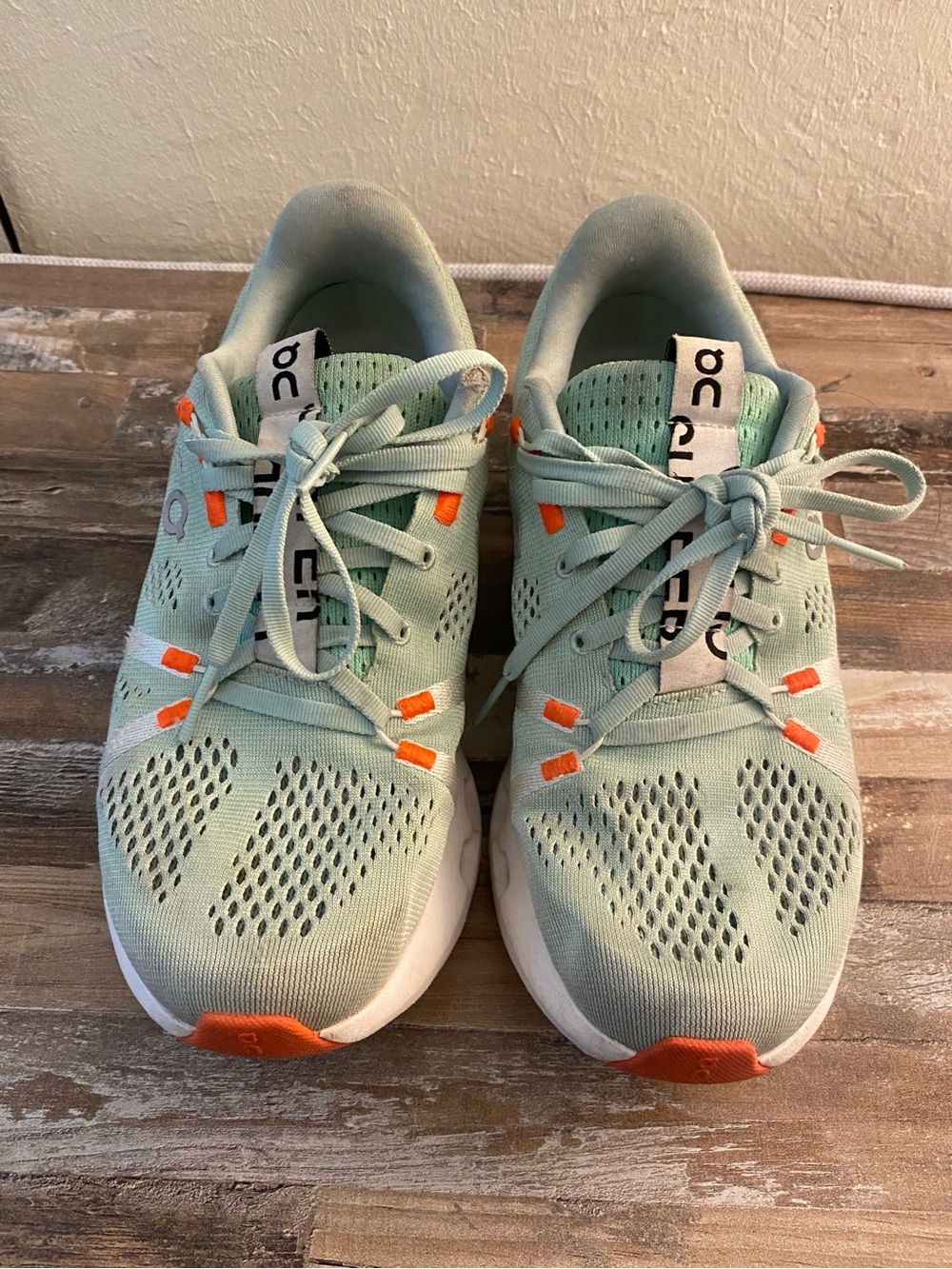 On Running Mint Green and Orange Women’s Sneakers